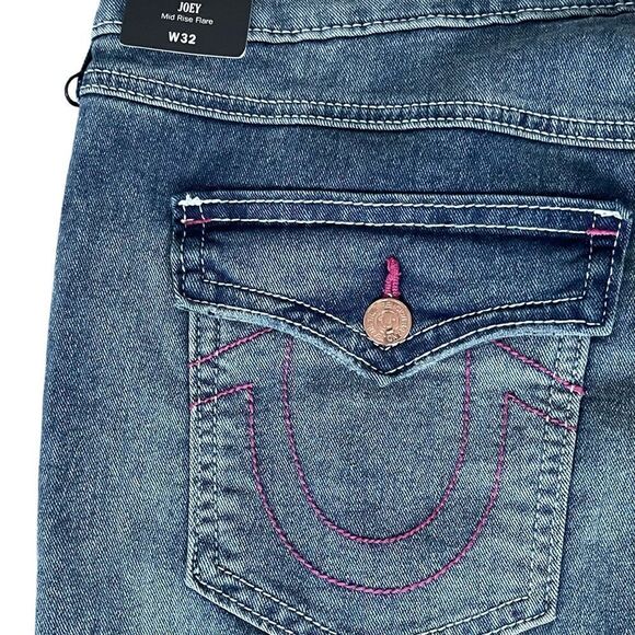 True Religion- Joey women’s Mid-Rise Medium Wash Flare Leg Jeans Sz:32 Color:Blu - Picture 6 of 11